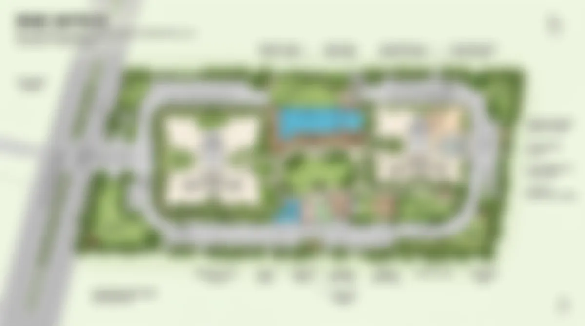 Rise With 9 master plan showing twin tower placement, clubhouse, and landscape zones at Kokapet